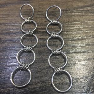 STERLING SILVER TRAIL OF HOOPS POST EARRINGS